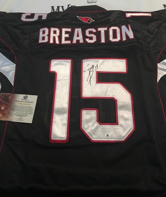 Authentic Steve Breaston Autograph Arizona Cardinals Alternate Black Jersey